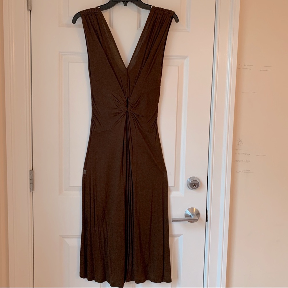 Brown plunge v-neck dress XS